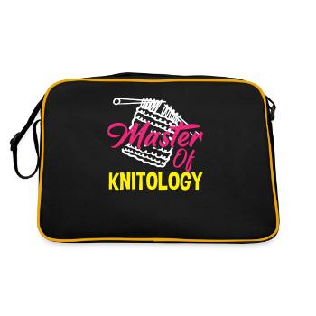 Lustiges Stricken Stricknadel Geschenk - Retro Tasche - Schwarz/Gold - Hinten