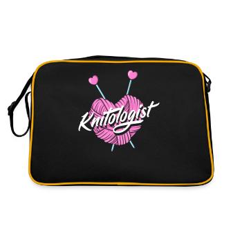 Drôle de tricot à l’aiguille à tricoter cadeau - Sac Retro - noir/or - Dos
