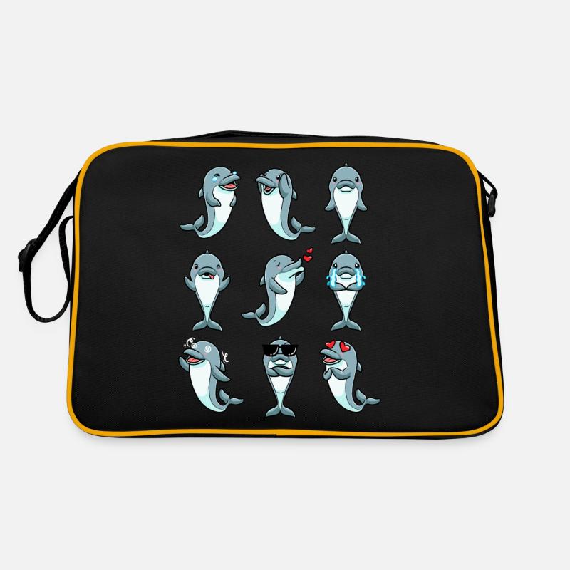 Delfin Emoticon Retro Tasche