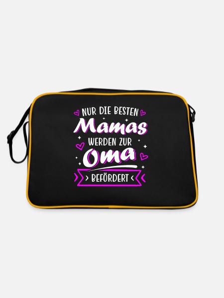 Mama Oma Geschenk Geburtstag Muttertag - Retro Tasche - Schwarz/Gold - Hinten