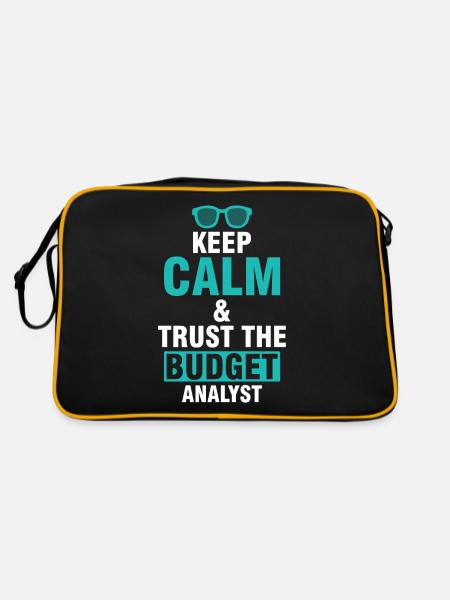 Keep Calm & Vertrau Dem Budget Analysten - Retro Tasche - Schwarz/Gold - Hinten