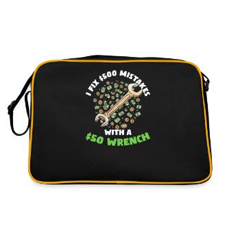 Mécanicien automobile, je corrige des erreurs à 500 $ avec une clé à 50 $ - Sac Retro - noir/or - Dos