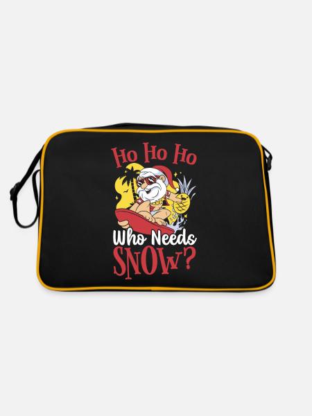 Weihnachten im Juli Lustiger Weihnachtsmann - Retro Tasche - Schwarz/Gold - Hinten