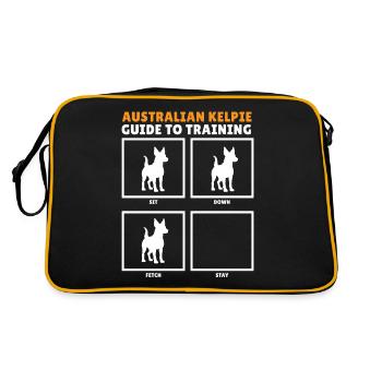 Kelpie-Hund-Geschenk - Retro Tasche - Schwarz/Gold - Hinten