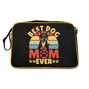 Kelpie-Hund-Geschenk - Retro Tasche - Schwarz/Gold - Hinten