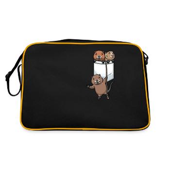 Bisamratte - Retro Tasche - Schwarz/Gold - Hinten