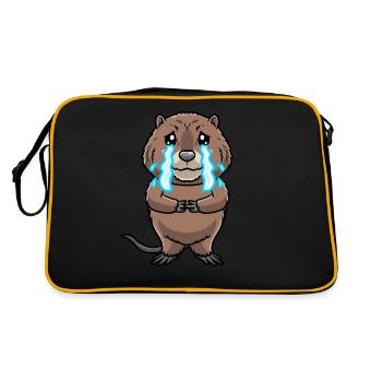 Niedliche Bisamratte - Retro Tasche - Schwarz/Gold - Hinten