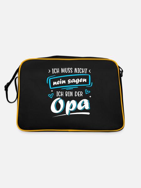 Geburtstag Vatertag Werdender Opa Geschenk - Retro Tasche - Schwarz/Gold - Hinten