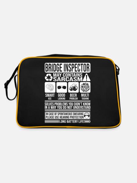 Brückeninspektor Sarkasmus lustiges Geschenk Brücke - Retro Tasche - Schwarz/Gold - Hinten
