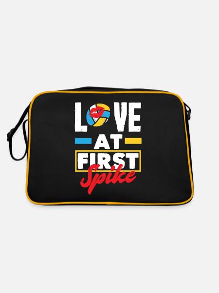 Lustiges Volleyball Geschenk - Retro Tasche - Schwarz/Gold - Hinten