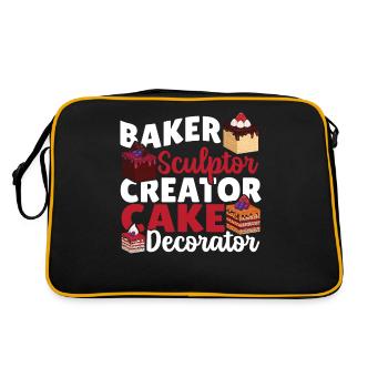 Konditormeister Marzipan Dekorateur - Retro Tasche - Schwarz/Gold - Hinten
