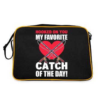 Köder Valentinstag Herzen Angeln ist mein - Retro Tasche - Schwarz/Gold - Hinten