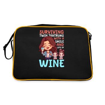 Une mère jumelle survit avec le sourire et le vin - Sac Retro - noir/or - Dos