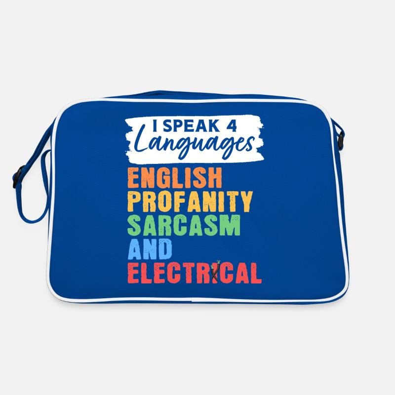 Ich spreche 4 Sprachen Englisch Schimpfwörter Sark Retro Tasche