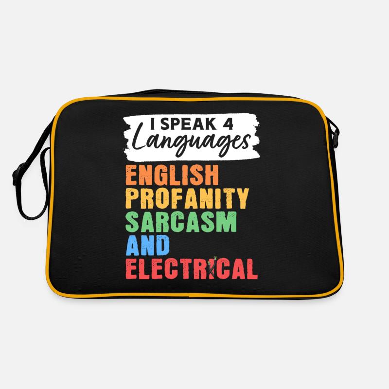 Ich spreche 4 Sprachen Englisch Schimpfwörter Sark Retro Tasche