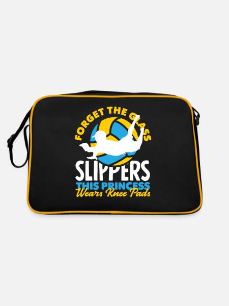 Lustiges Volleyball Geschenk - Retro Tasche - Schwarz/Gold - Hinten