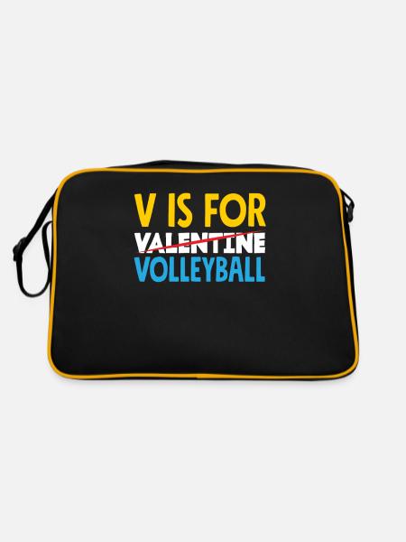 Lustiges Volleyball Geschenk - Retro Tasche - Schwarz/Gold - Hinten