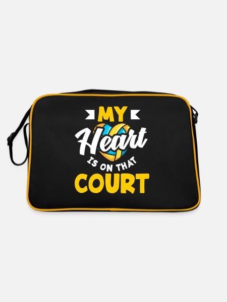 Lustiges Volleyball Geschenk - Retro Tasche - Schwarz/Gold - Hinten
