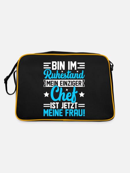 Ruhestand Rente Lustig 2024 2025 2026 - Retro Tasche - Schwarz/Gold - Hinten