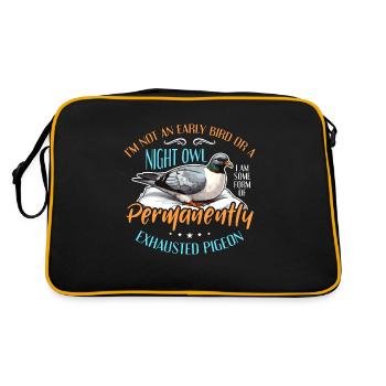 Homing Pigeon I Am Not An Early Bird Pigeon Racing - Retro Tasche - Schwarz/Gold - Hinten