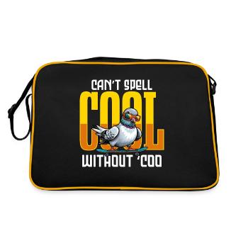 Homing Pigeon Can't Spell Cool Without Bird Lover - Retro Tasche - Schwarz/Gold - Hinten