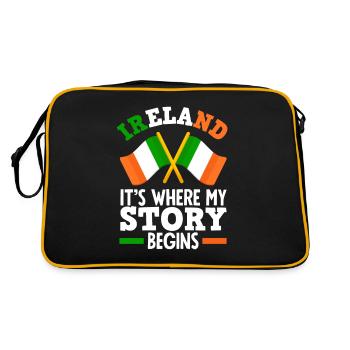 Drôle d’Irlandais, Irlande, Cadeau - Sac Retro - noir/or - Dos