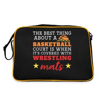 Das Beste an einem Basketballplatz ist, wenn er mi - Retro Tasche - Schwarz/Gold - Hinten
