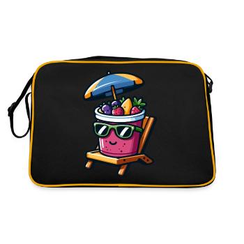 Sonnige Smoothie Bowl Entspannung - Retro Tasche - Schwarz/Gold - Hinten