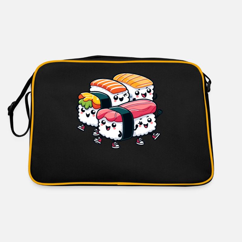 Kawaii Sushi - Retro Tasche - Schwarz/Gold