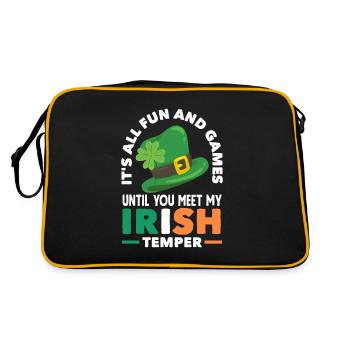 Funny Irish Ireland Gift - Retro Bag - black/gold - Back