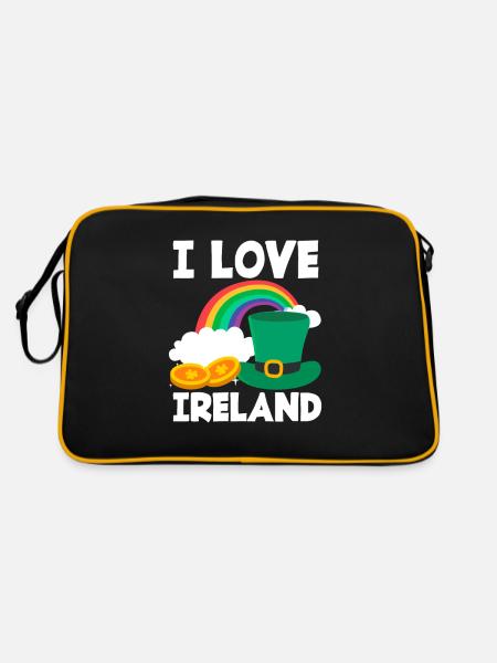 Funny Irish Ireland Gift - Retro Bag - black/gold - Back