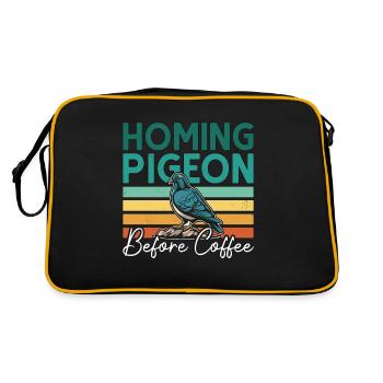 Homing Pigeon Before Bird Watching Coffee Lover - Retro Bag - black/gold - Back