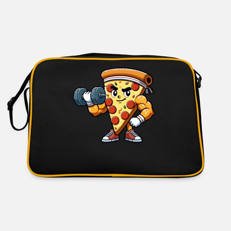 Muskulöse Pizza Beim Krafttraining Retro Tasche