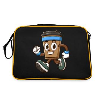 Laufender Kaffeebecher Mit Sneakers - Retro Tasche - Schwarz/Gold - Hinten