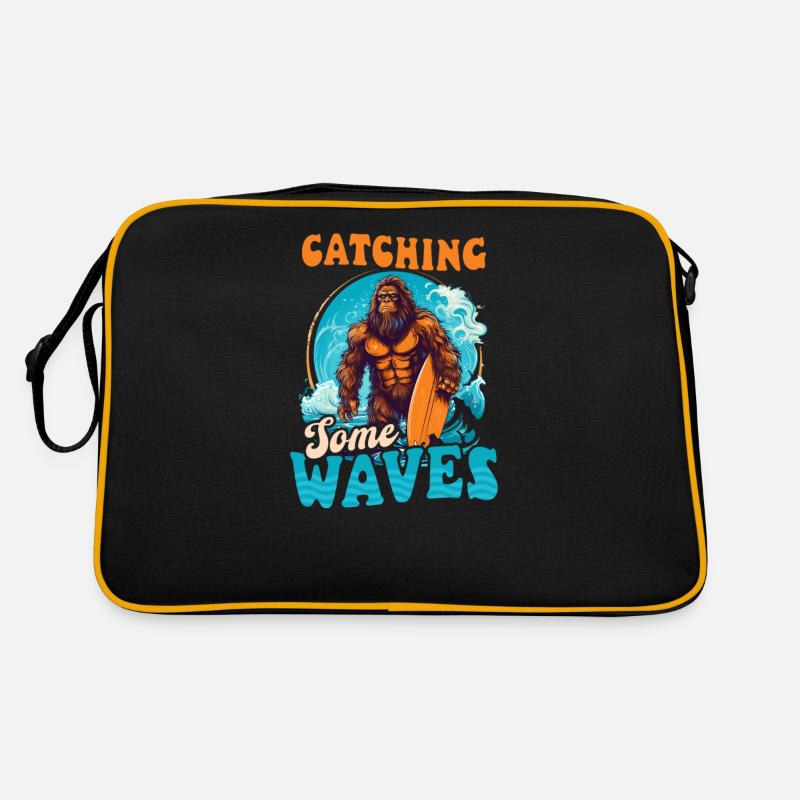 Surfeur attrapant des vagues monstre Sac Retro
