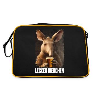 Lecker Bierchen Erdferkel - Retro Tasche - Schwarz/Gold - Hinten