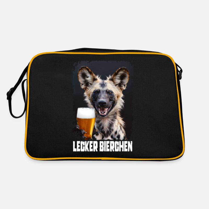 Lecker Bierchen Afrikanischer Wildhund Retro Tasche