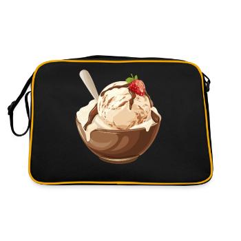 Vanilleeis Mit Schokosoße Genuss - Retro Tasche - Schwarz/Gold - Hinten