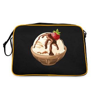 Vanilleeis Mit Schokosoße Genuss - Retro Tasche - Schwarz/Gold - Hinten