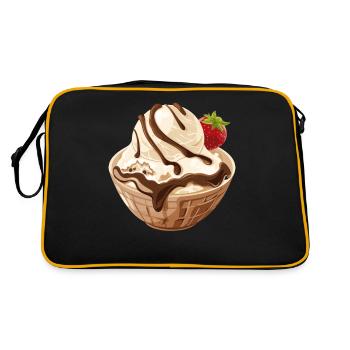 Vanilleeis Mit Schokosoße - Retro Tasche - Schwarz/Gold - Hinten