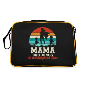Team Super Mom Two Sons Boys Mother's Day Kids - Retro Bag - black/gold - Back