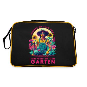 Gartenfee Garten Muttertag Mama Gärtner Hobby - Retro Tasche - Schwarz/Gold - Hinten