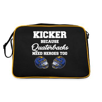 Kicker, Weil Quarterbacks Auch Helden Brauchen - Retro Tasche - Schwarz/Gold - Hinten