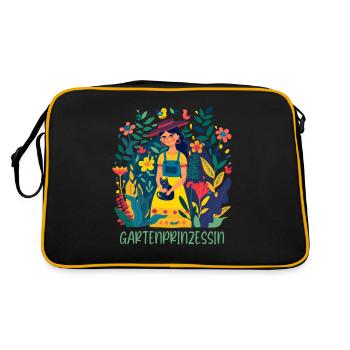 Jardin, Princesse, Jardin, Fête des mères, Maman jardinière - Sac Retro - noir/or - Dos
