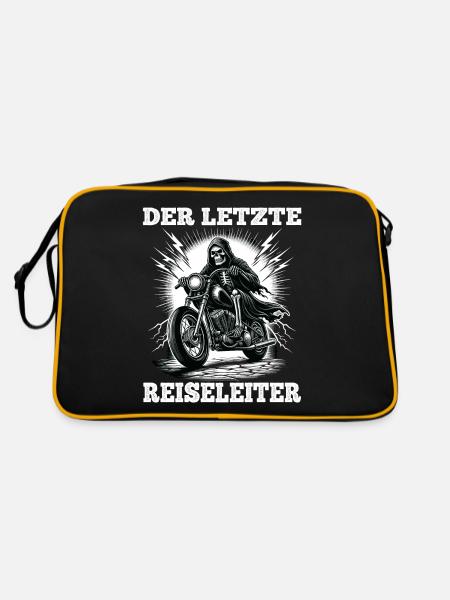 Skeleton Biker The Last Tour Guide Motorcycle Fan - Retro Bag - black/gold - Back