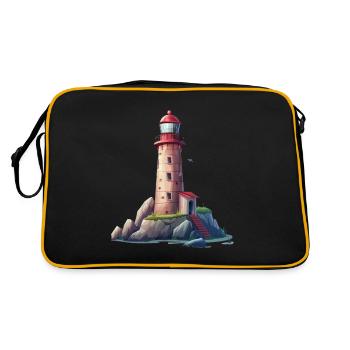 Phare sur la côte rocheuse - Sac Retro - noir/or - Dos