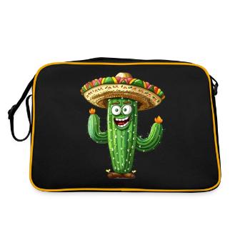Drôle de cactus avec sombrero ardent - Sac Retro - noir/or - Dos