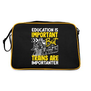 Funny Train Lover Trains Locomotive Gift - Retro Bag - black/gold - Back