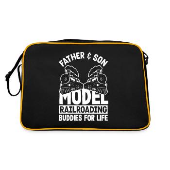 Funny Train Lover Trains Locomotive Gift - Retro Bag - black/gold - Back