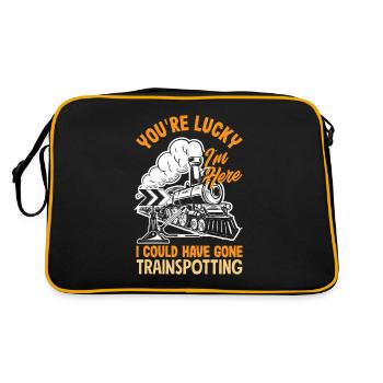 Funny Train Lover Trains Locomotive Gift - Retro Bag - black/gold - Back